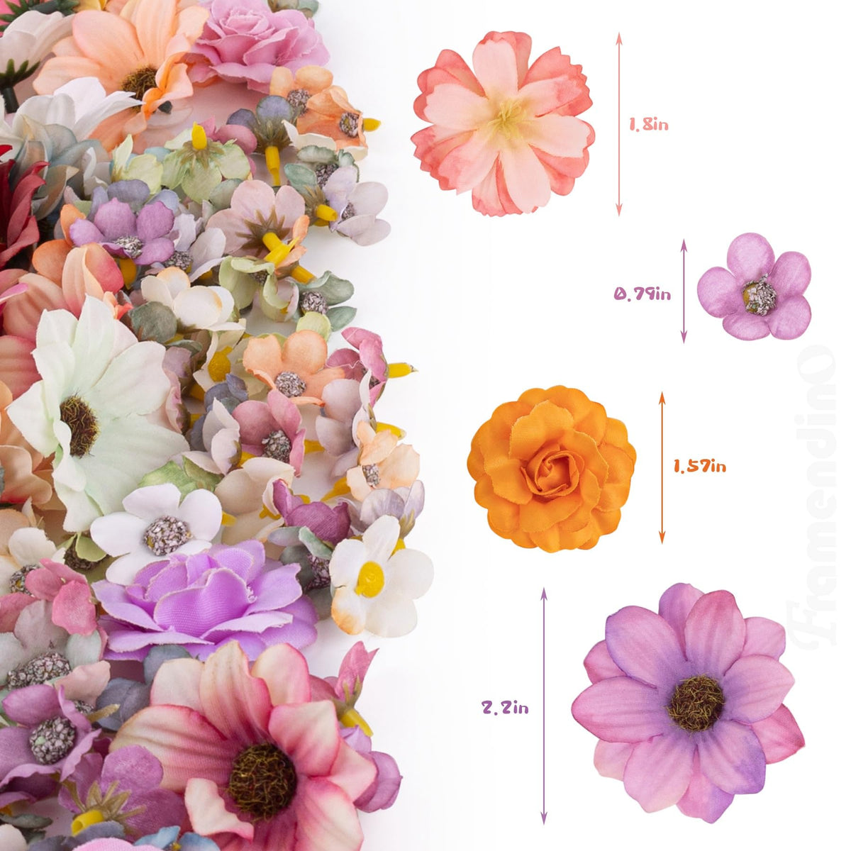 217 Pack Faux Flowers Heads Artificial Silk Rose Daisy Blossom Flower Head Mini for DIY Craft Wedding Home Party