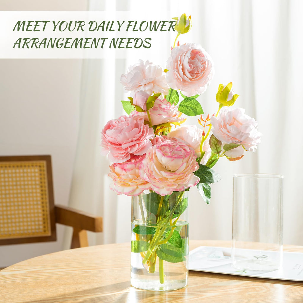 12pcs Glass Cylinder Vases for Centerpieces - 6 Inch Tall Flower Vase for Wedding Decorations, Clear Glass Flower