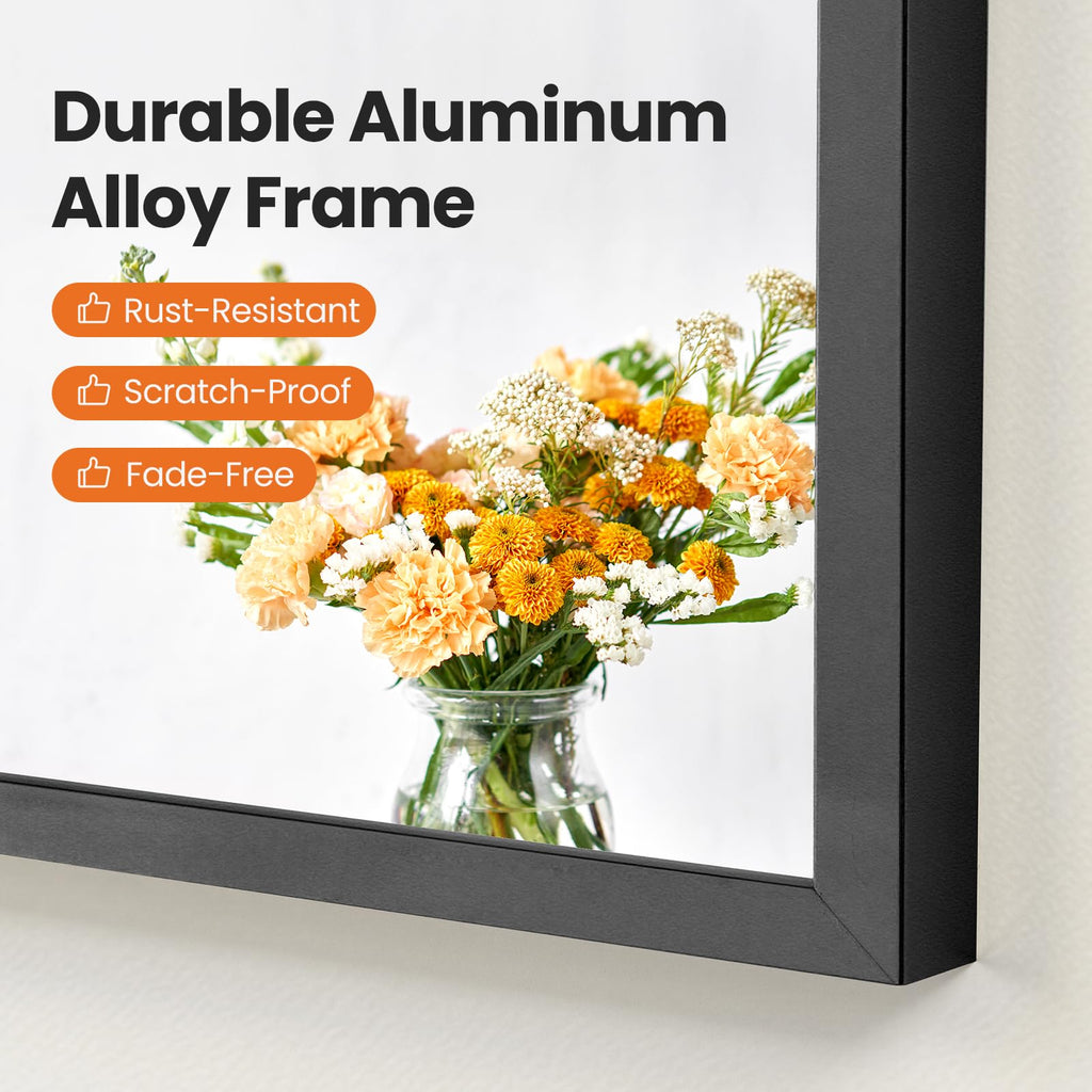 26.5"x38" Arched Black Bathroom Mirrors for Wall, Bathroom Mirrors for Over Sink, Metal Framed with HD Shatter-Proof