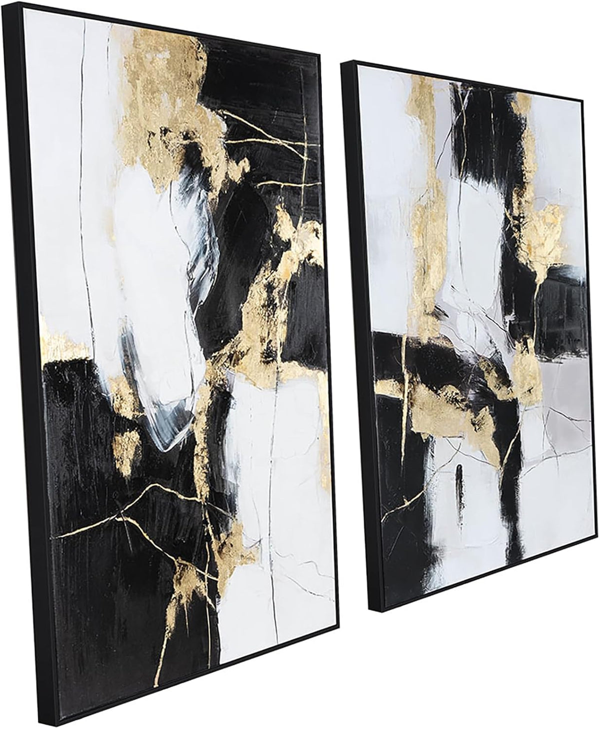 Framed Wall Art - Black and Gold Wall Art Decor - Large Abstract Canvas Wall Art bedroom office
