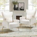 Velvet Accent Chairs Set of 2, Modern Living Room Chair with Gold Legs & Pillow, Bedroom Side Chair with High