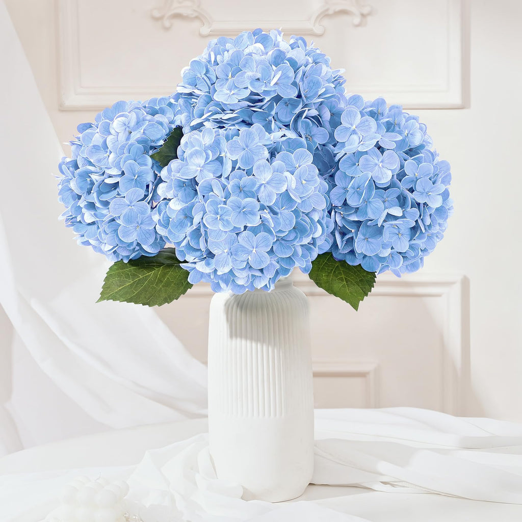 4 Pcs Real Touch Hydrangea Artificial, Blue