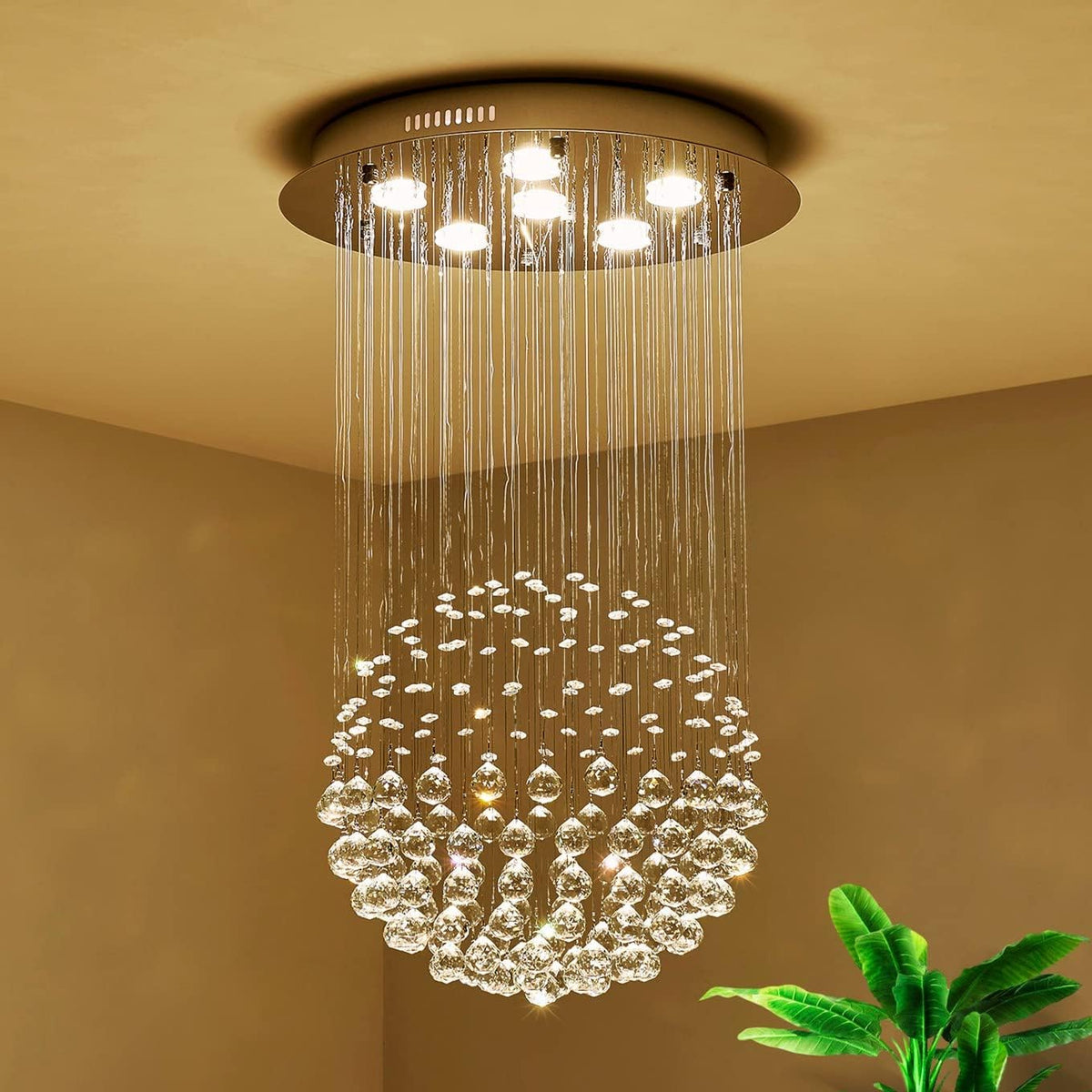 Modern K9 Crystal Raindrop Chandelier for Dining Rooms and Entryways