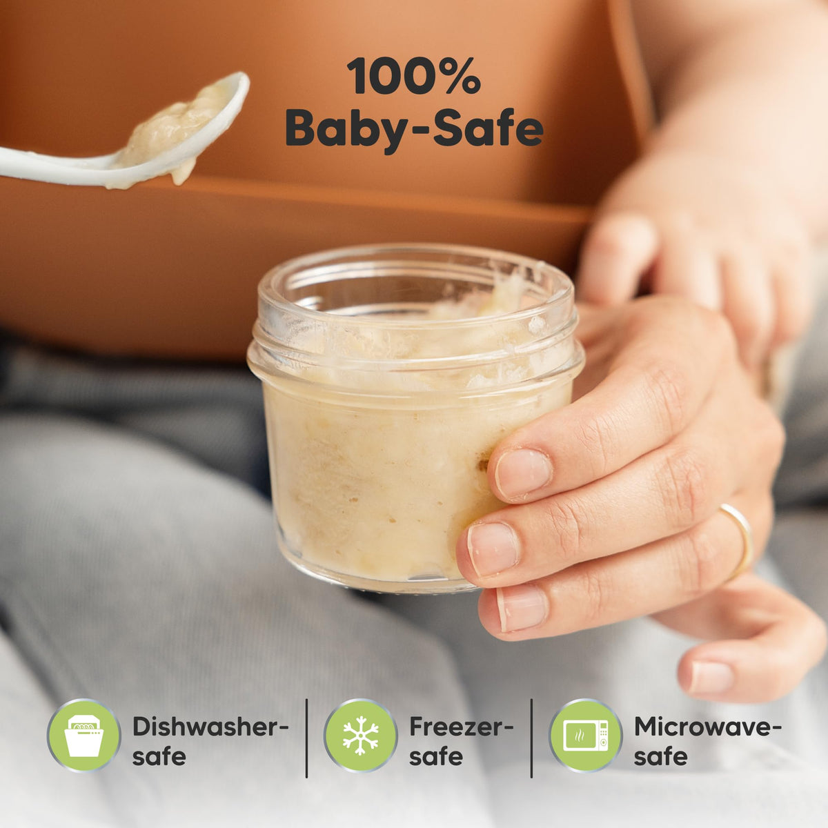 12pk 4oz Glass Baby Food Containers with Lids, BPA-Free,Musk Dusk