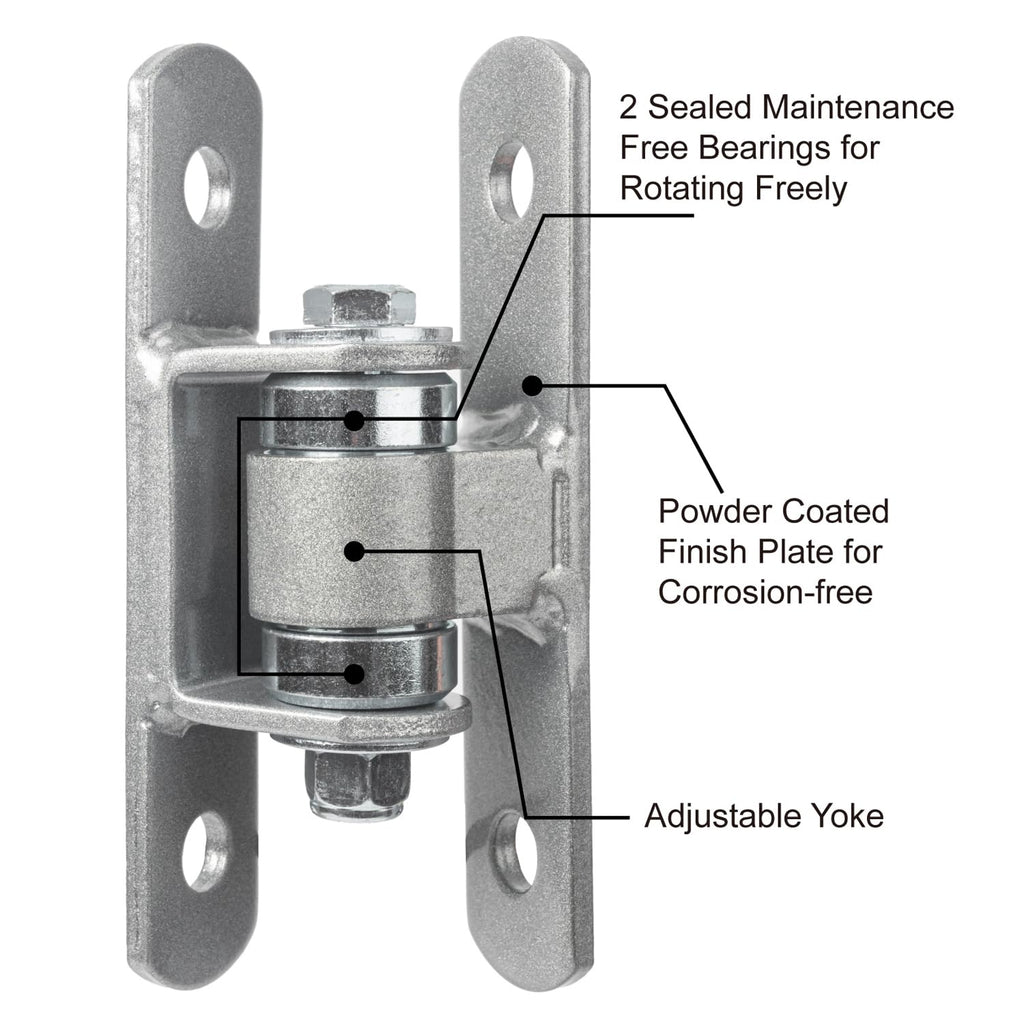 Heavy Duty Bolt on Sealed Bearing Outdoor Gate Hinges - Bolt onto Gate and Post for Large Heavy Driveway Gates Up to