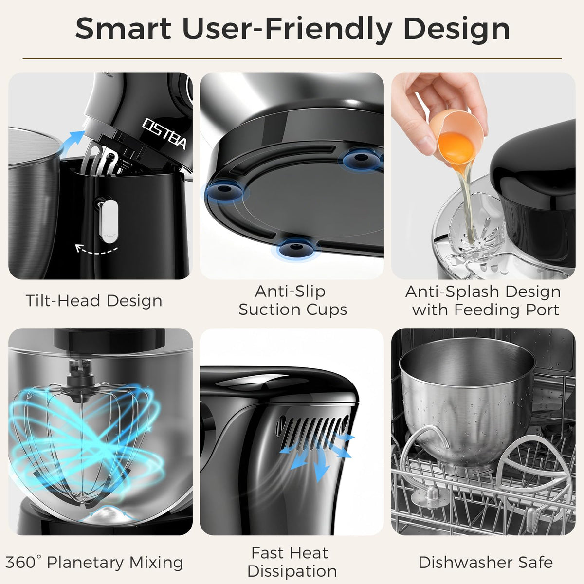 Stand Mixer, 8.5QT Electric Kitchen Mixer