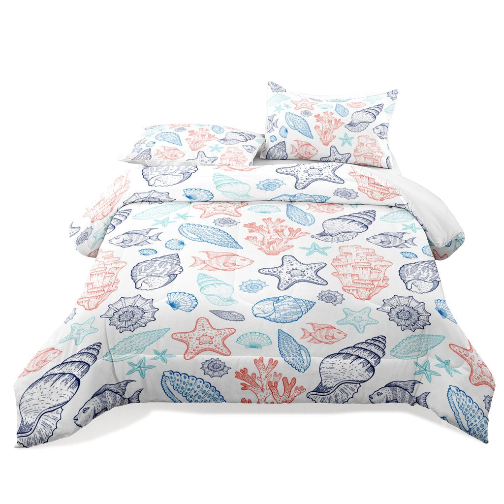 Sea Shell Bedding Comforter Set - Ocean & Coastal Beach Theme