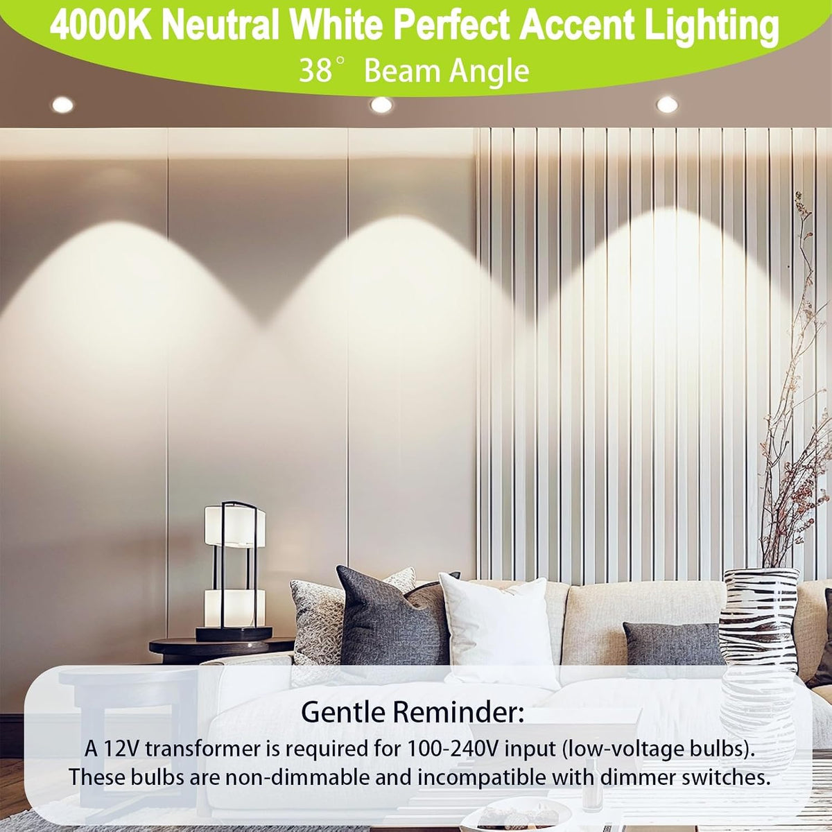 MR16 LED Bulbs 50W Halogen Equivalent, 4000K Neutral White, 5W MR16 GU5.3 Bi-Pin Base 12V Low Voltage Spotlight Bulb
