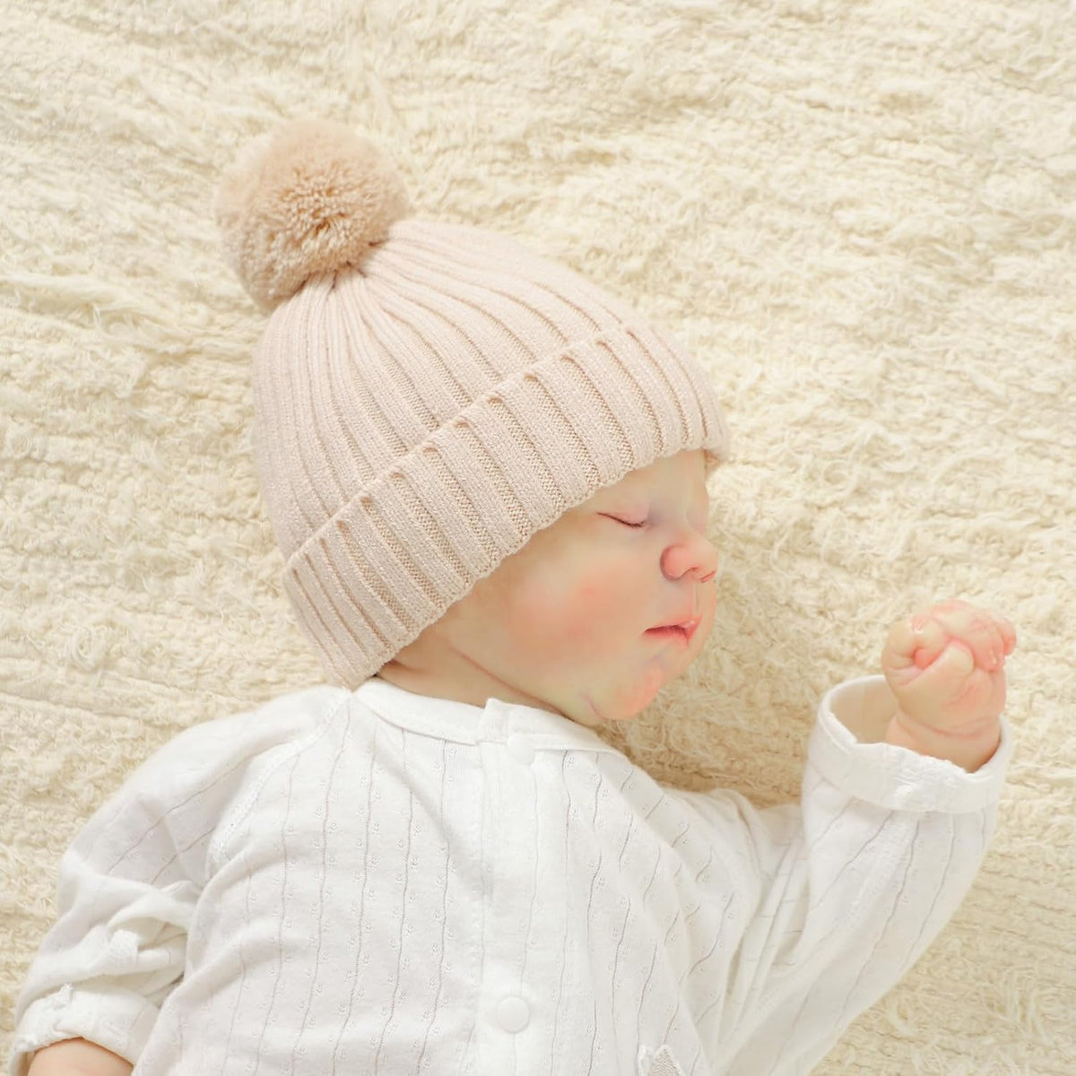Baby Hats and Booties Set Knit Pompom Beanie Caps Shoes Winter