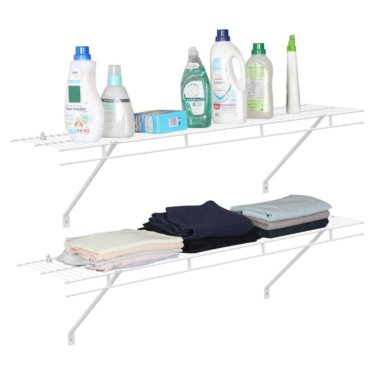 4 Pack Closet Shelves Wall Mounted, 4 ft x 12 in Wire Shelf Kit