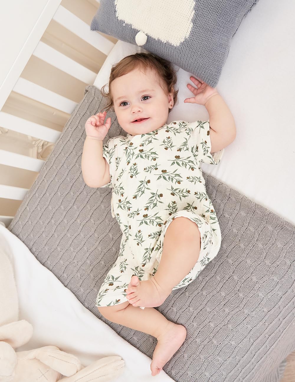 Baby Kimono Cotton Muslin Romper Clothes Leaves