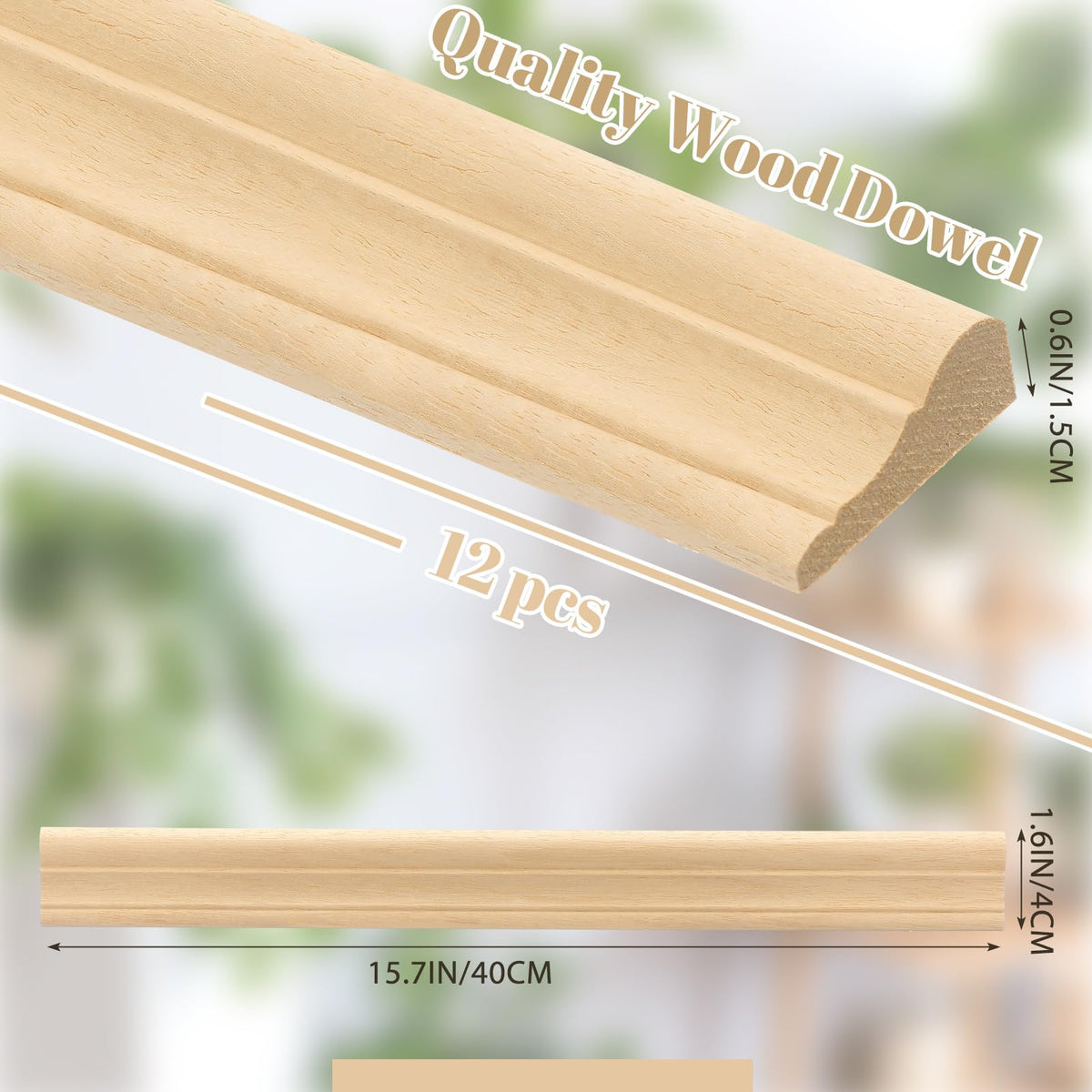 12 Pcs Decorative Wood Trim Molding, DIY Trim, 15.8" X 1.6