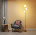 3 Globe Floor Lamp Mid Century Modern, Gold Standing Lamp with Frosted Glass Shade & LED Bulbs