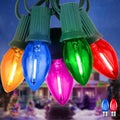 Multicolor C7 LED Christmas String Lights Outdoor, 50FT 52 0.6W Bulbs