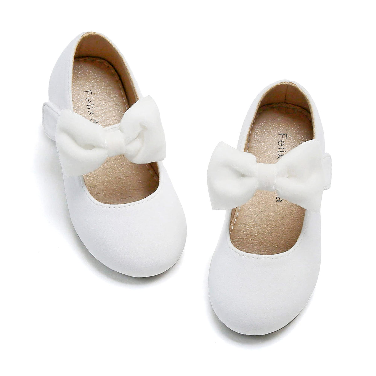 Toddler Flower Girl Dress Shoes - Girl Ballet Mary Jane Flats White Party School Wedding