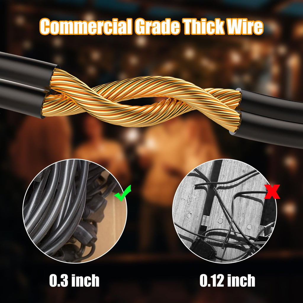 Outdoor String Lights 96FT(48×2), Commercial Grade Heavy Duty Patio Lights