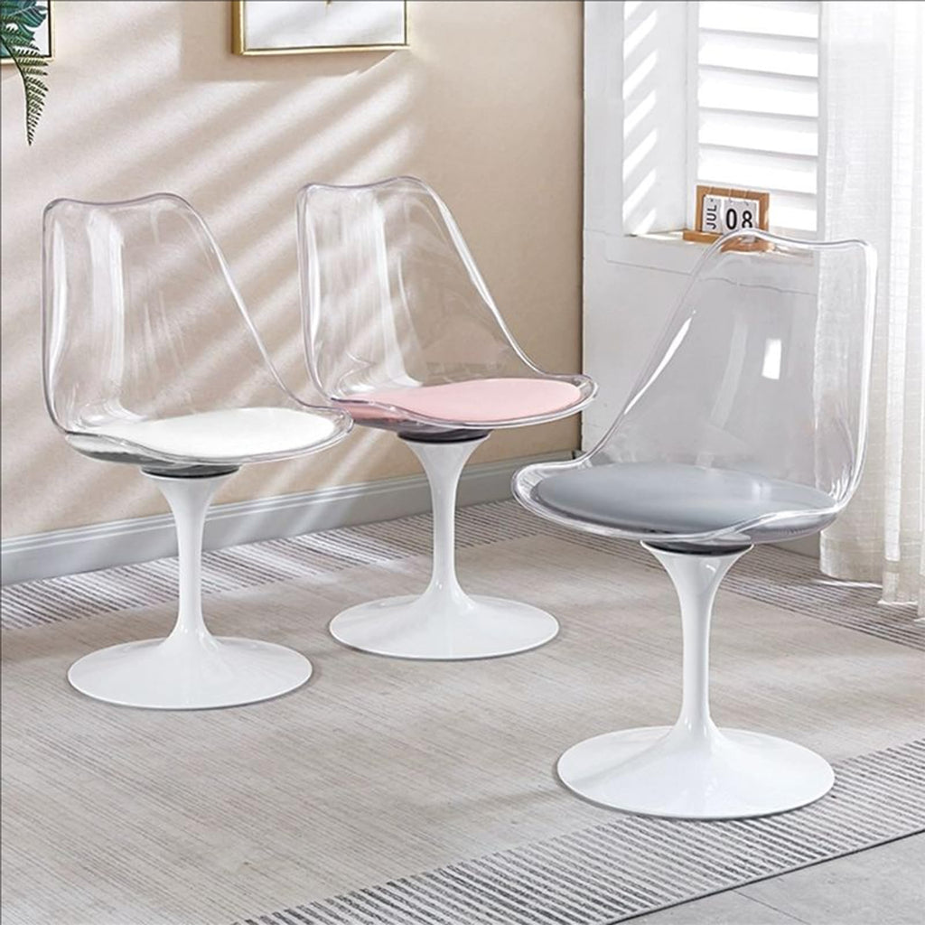 Inspired Saarinen Style Swivel Tulip Side Chair with Backrest, Multi-Colour Leather Soft Cushion Armless Dining Chairs Office Living Room, F