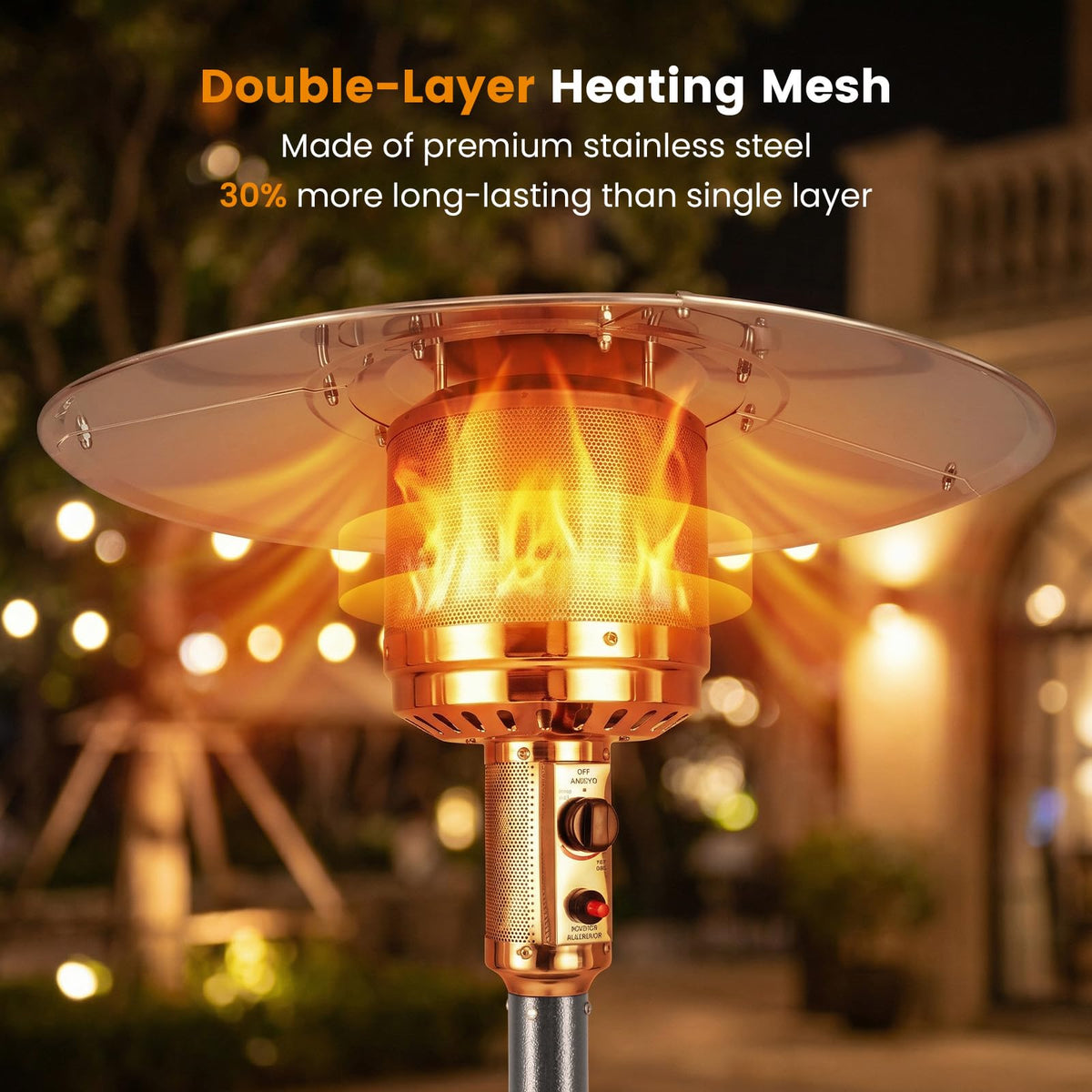 50, 000 BTU Propane Patio Heater with Easy Ignition, Gray