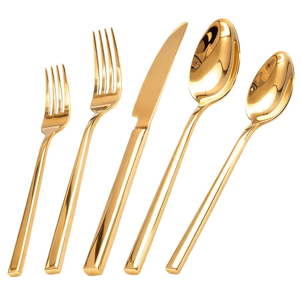 Gold Silverware Set for 4, 20-Piece 18/10 Stainless Steel Flatware