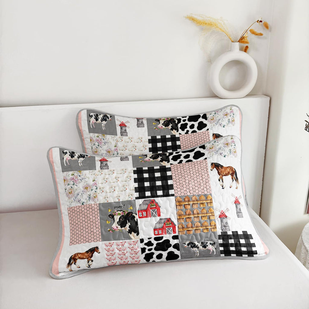 Farmhouse Patchwork Quilt, Country Bedding with 2 Pillowcases.