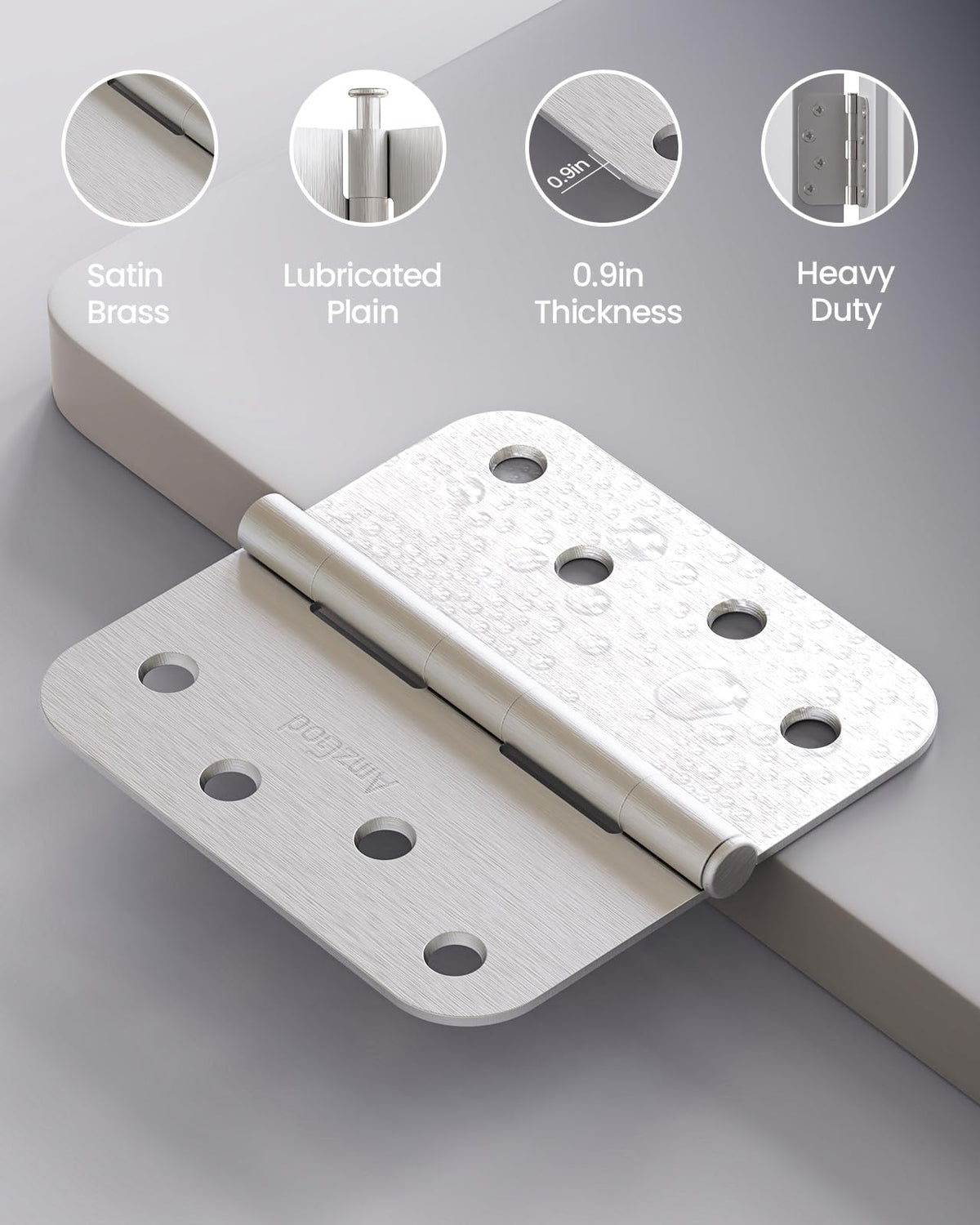 4" X 4" Nickel Door Hinges - 18 Pack Brushed Nickel Door Hinge 4 Inch Rounded Interior Hinges with 5/8" Radius -Heavy