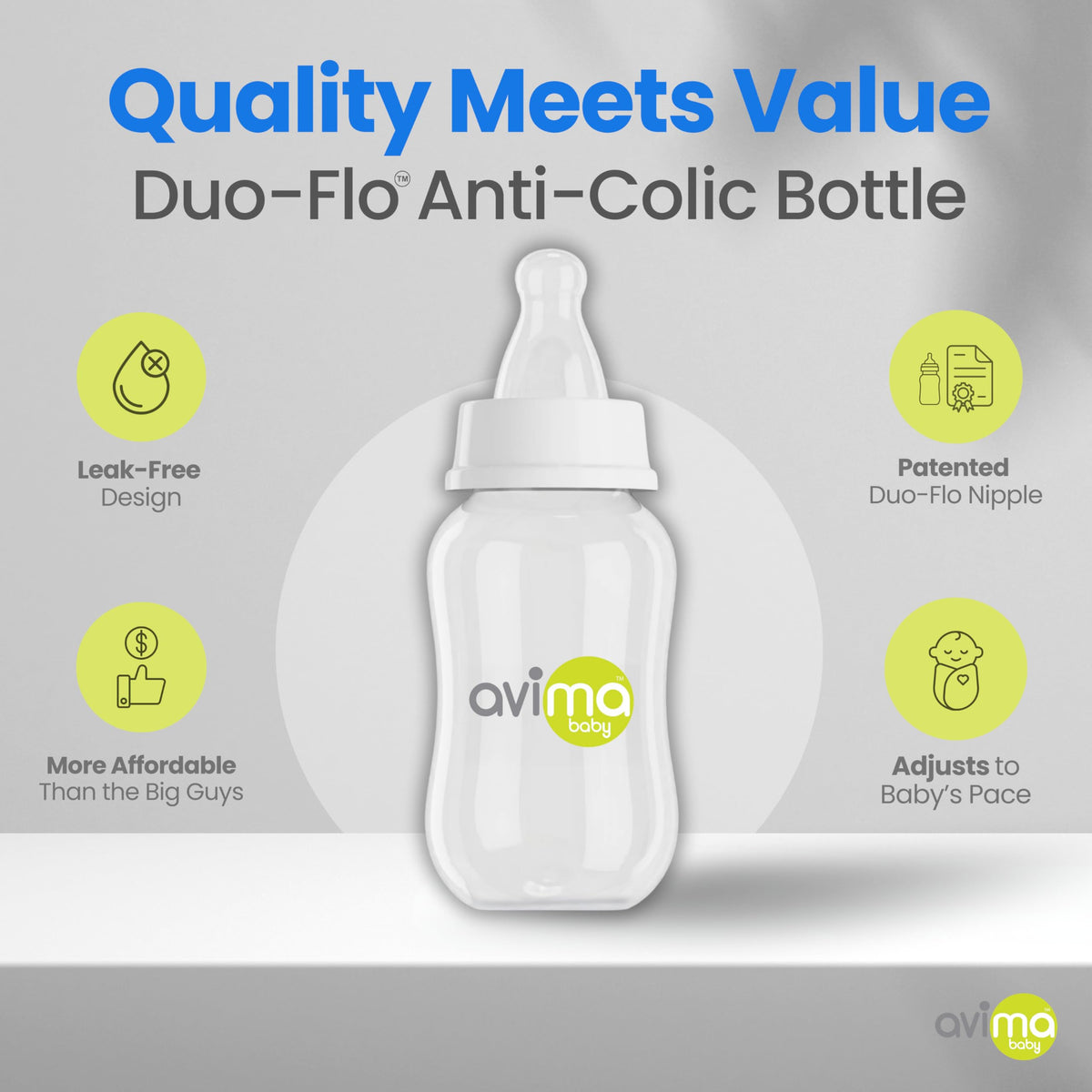 4 oz Anti Colic Baby Bottles w Slow Flow Nipples. 0-3M (Set of 8)