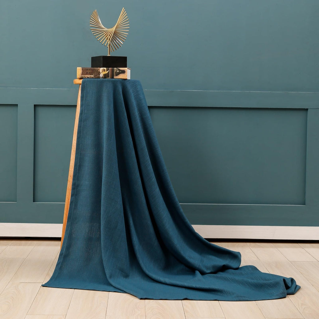 Rectangle Blue Tablecloth 60 x 108 Inch, Linen Textured Waterproof Table Cloth, French Soft Decorative Fabric Table