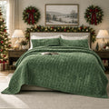 Quilt Set 98x106 Luxurious Velvet Bedding Sets with 2 Pillow Shams 20x36 3 Pieces Ultra Soft Quilted
