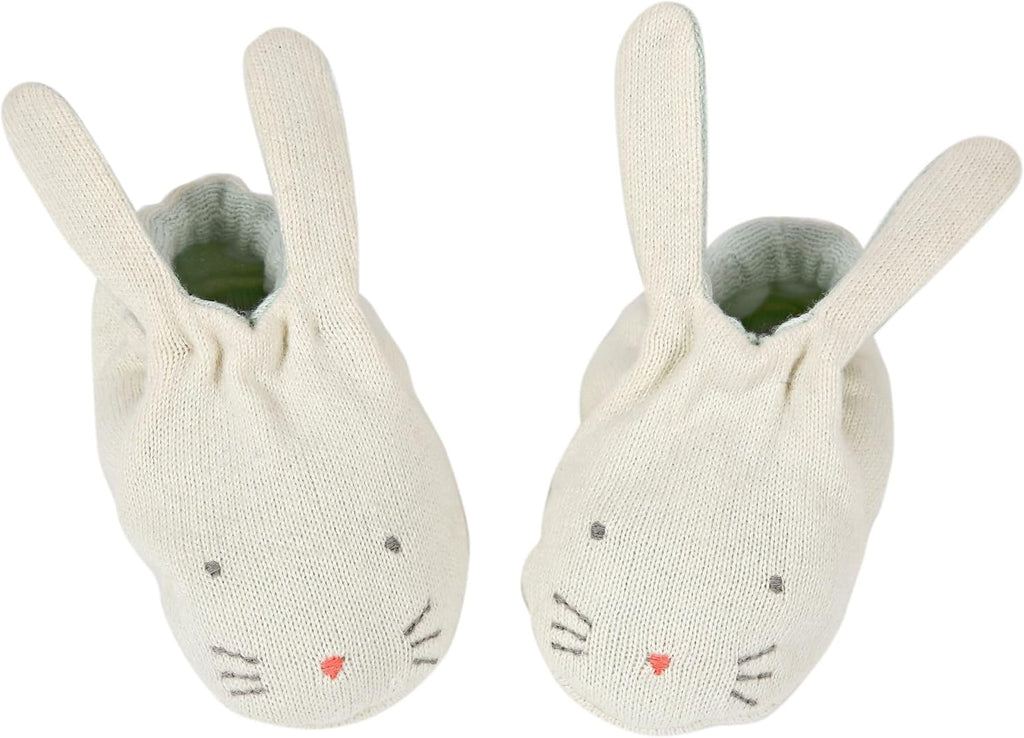 Baby Bunny Booties - Mint Knitted Organic Cotton Infant Shoes (Pack of 1)