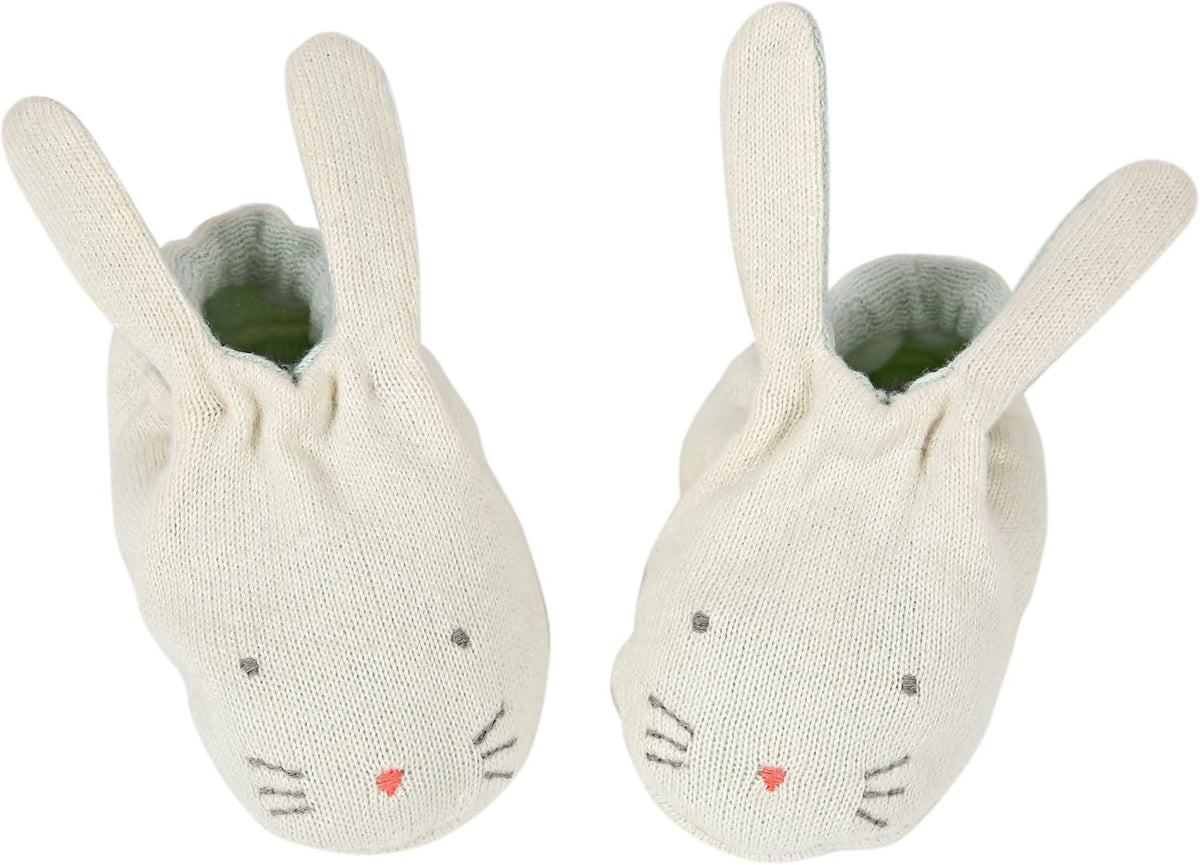Baby Bunny Booties - Mint Knitted Organic Cotton Infant Shoes (Pack of 1)