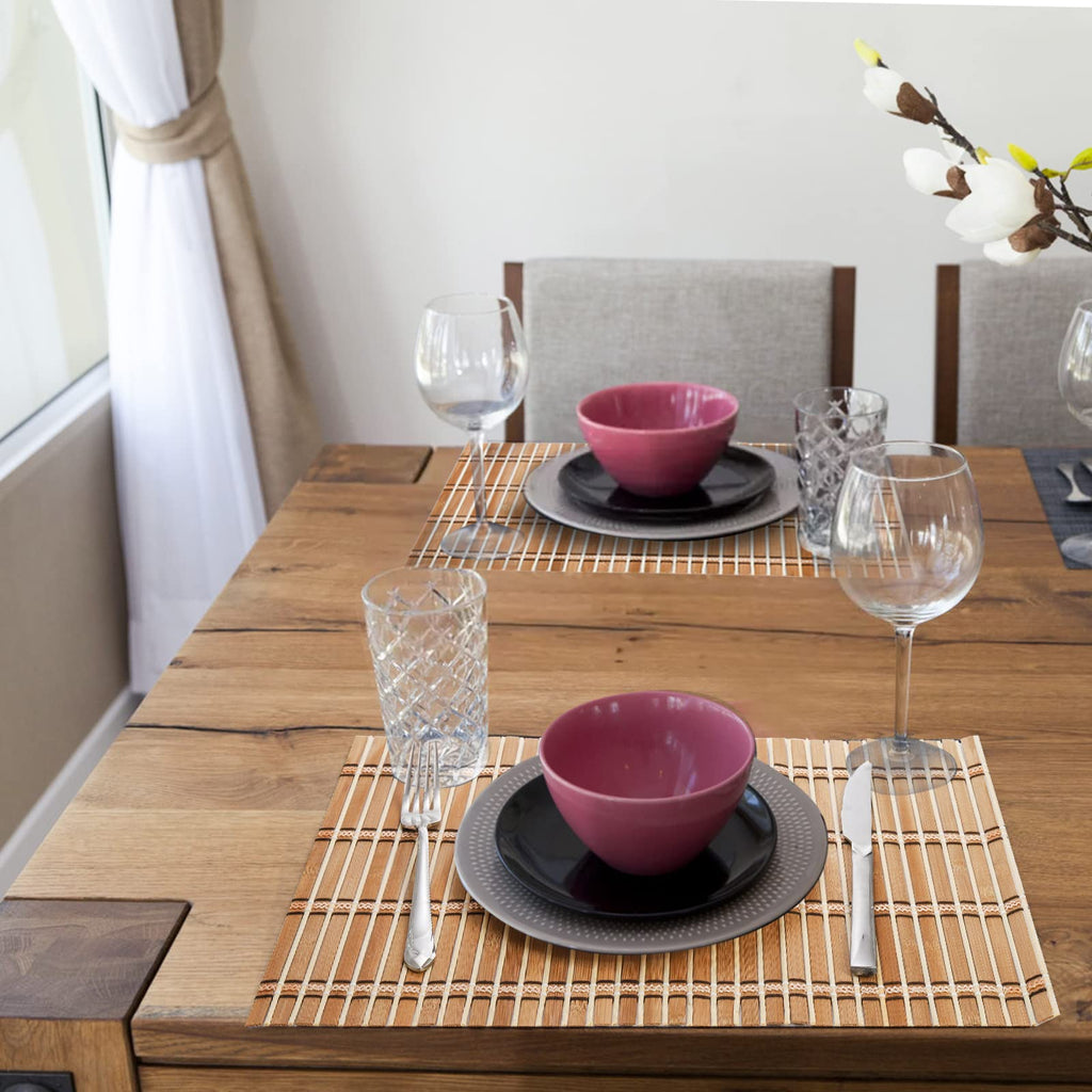 8 Pack Natural Bamboo Placemats, Rustic Anti-Slip and Heat-Resistant Table Mat , Dinning Room, Table Protection