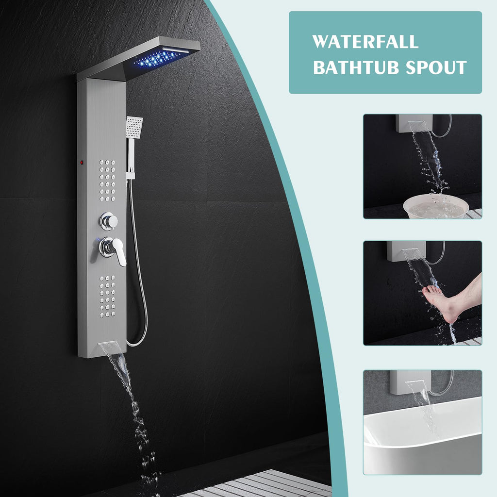 Rainfall LED Shower Panel - 5 in 1 Full Body Shower Tower System