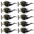 10 Pack Matte Black Door Handles Privacy Door Levers, Heavy Duty Bed and Bath Door Locks Interior Door Knobs