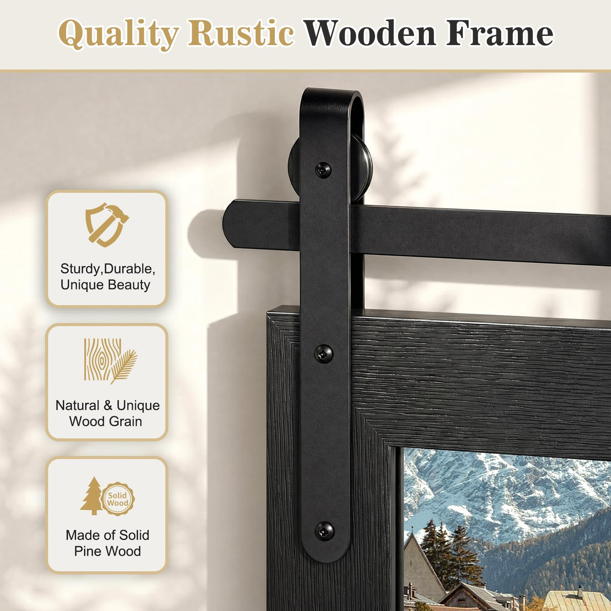 Farmhouse Mirror 60"x30" Black