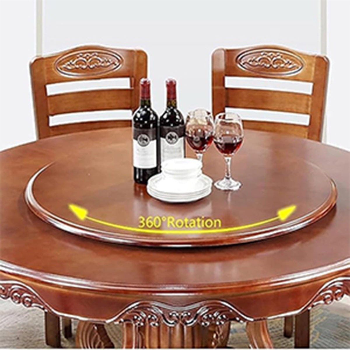 Large Lazy Susan Turntable for Dining Wooden Round Tray Black 35.4in