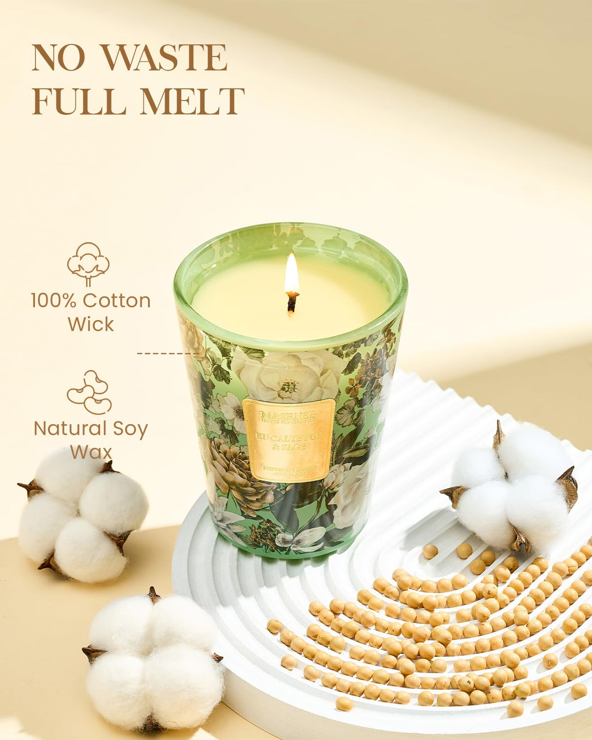 Eucalyptus Sage Soy Candle, 35oz 3-Wick, Stress Relief Gift