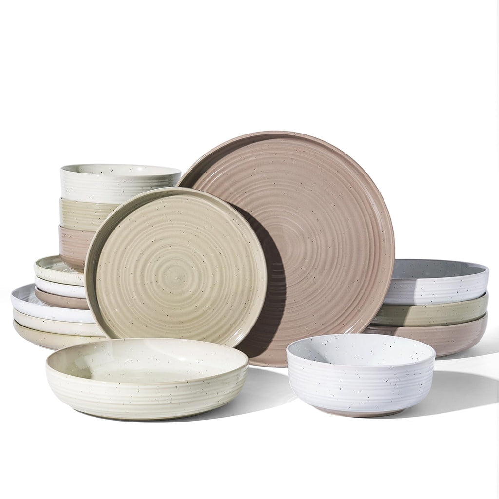 Stoneware Dinnerware Sets with Pasta Bowls, Service for 4