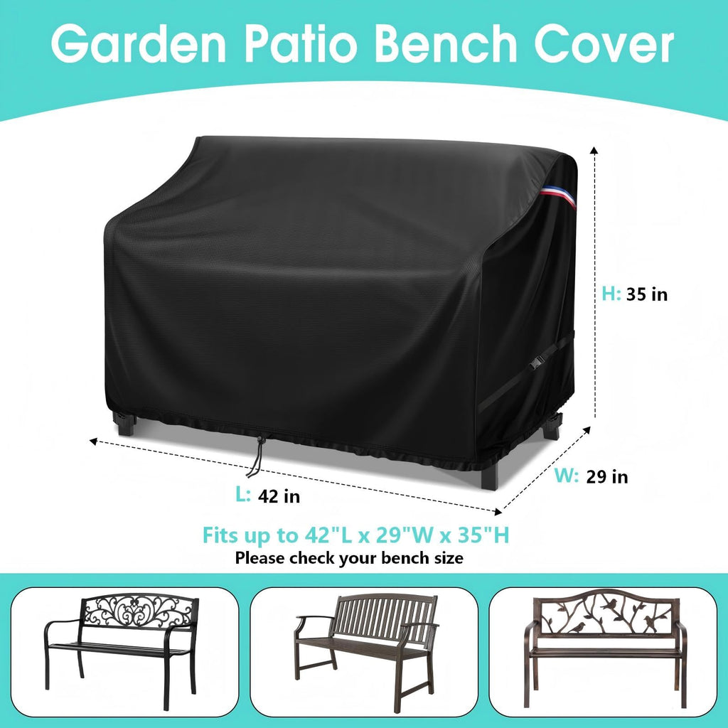 42" Outdoor Garden Bench Cover, Waterproof Patio Loveseat Cover
