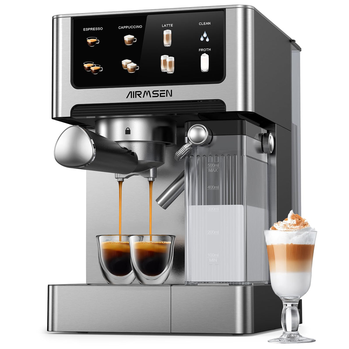 20 Bar Espresso Machine with Automatic Milk Frother, Cappuccino & Latte Coffee Maker with Quick Brew Dual Boiler