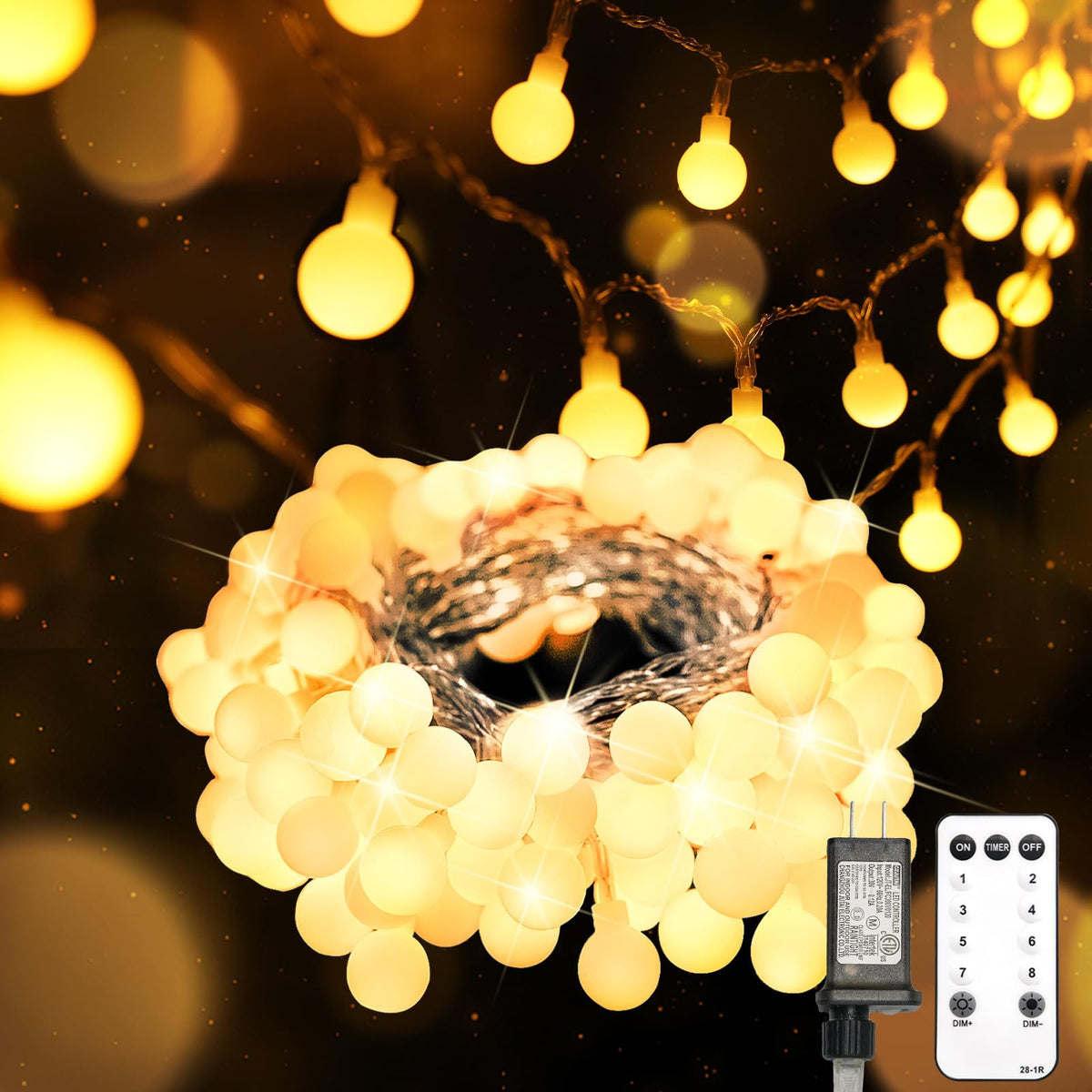Globe String Lights Indoor, 43 FT 100 Led Fairy Lights Plug in