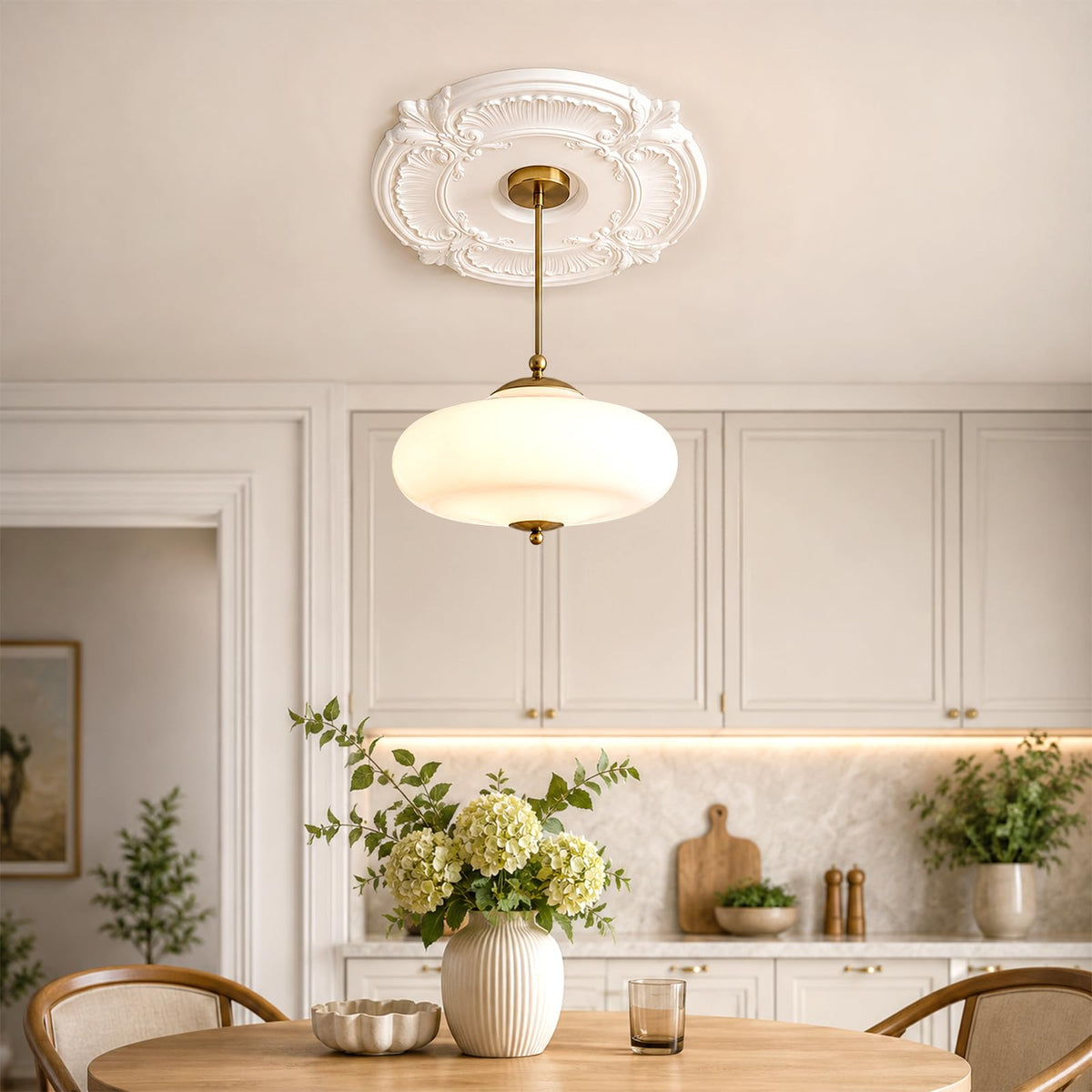 PU Ceiling Medallion, 13"OD x 3.4"ID x 0.8"P Round Home Lighting