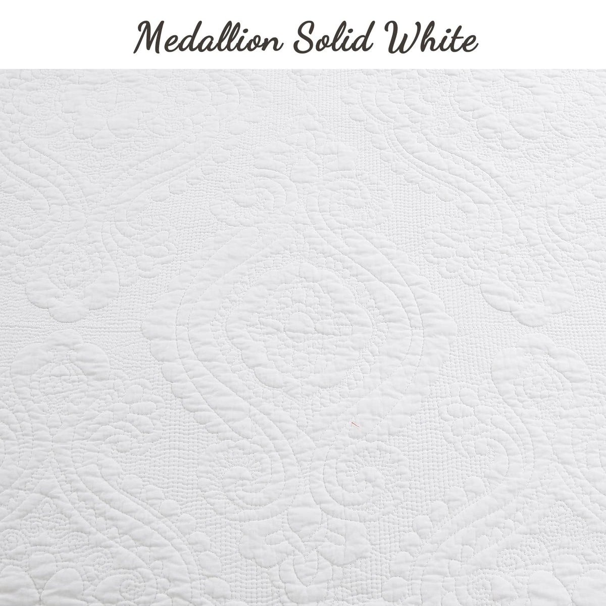100% Cotton Matelasse Medallion Solid White Luxury Chic Bedding Quilt Set, Reversible Lightweight Bedspread Coverlet