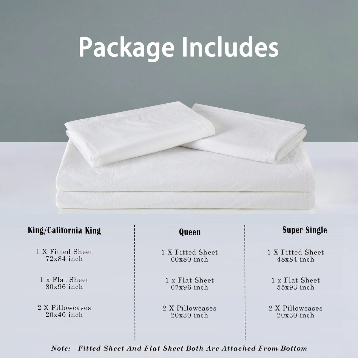 Waterbed Sheets Set, Cotton, Fits Up to 16 Inch Deep Pockets, Attached Fitted and Flat Sheets, 4