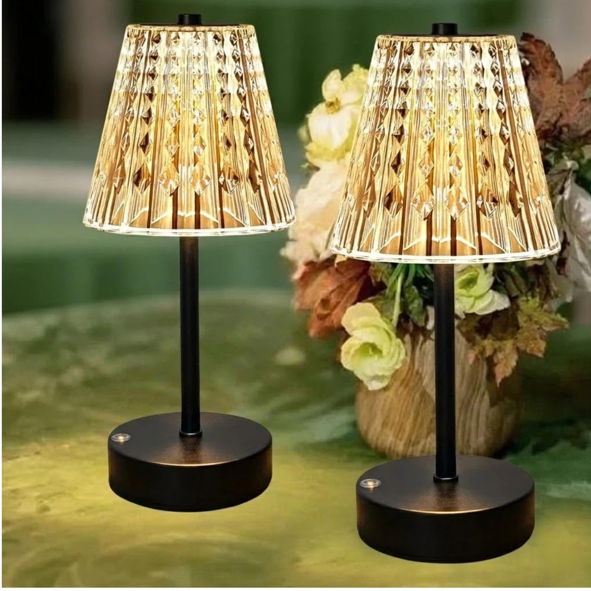 Black Cordless Lamps Rechargeable Set of 2,Small Battery Operated Table Lamp Wireless,Mini Table Lamp for Restaurant