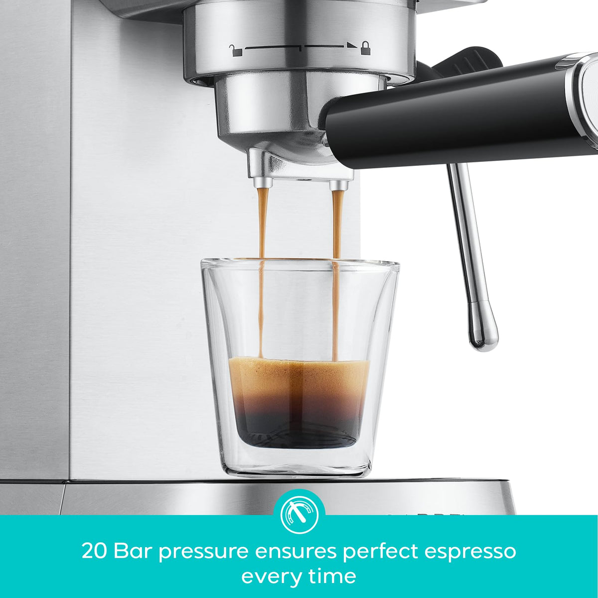 PFAS-Free Espresso Machine with Milk Frother Steam Wand