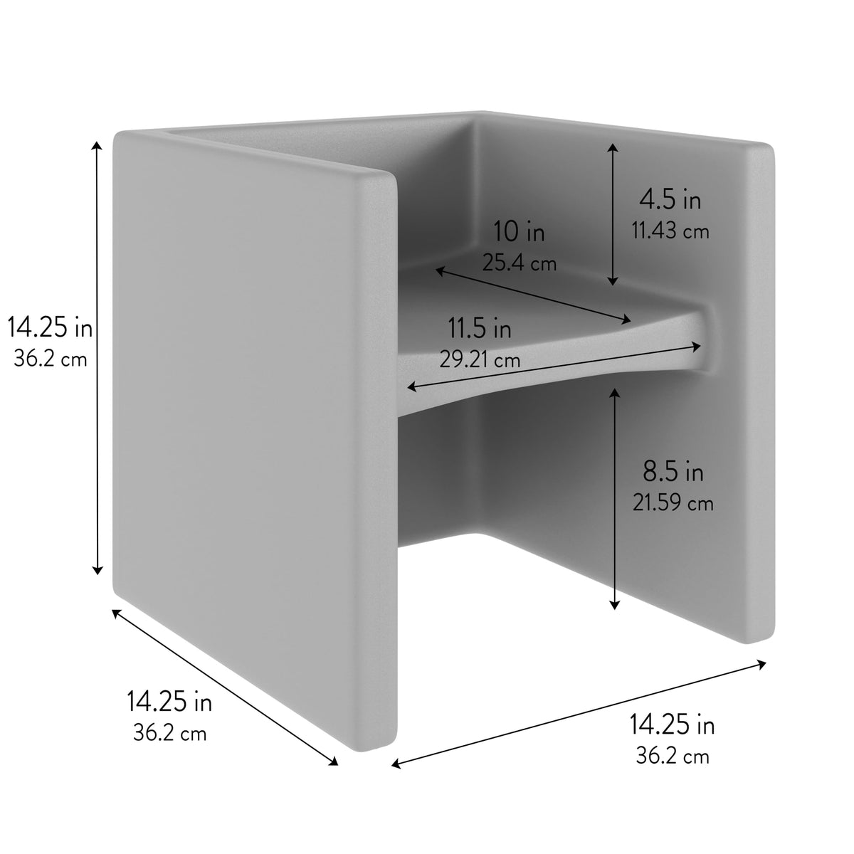 3-in-1 Cube Chairs for Kids, Kids Chair, Gray, 1