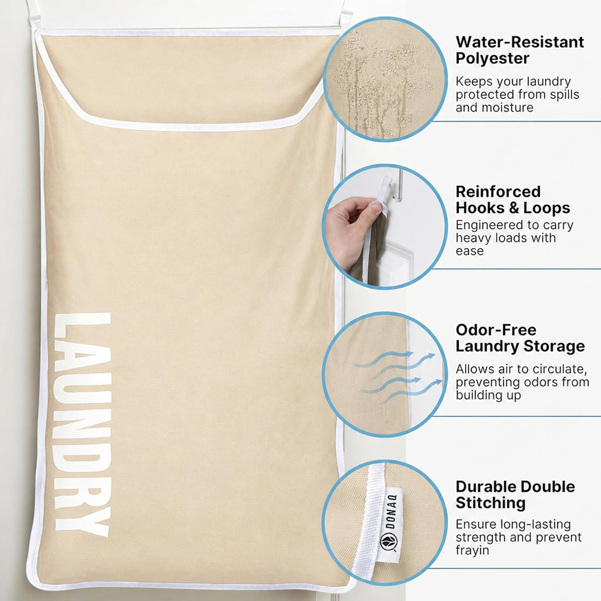 Hanging Laundry Hamper Bag,Space Saving over the Door Storage Bags - Behind the Door Hampers for Dirty Clothes, Wall