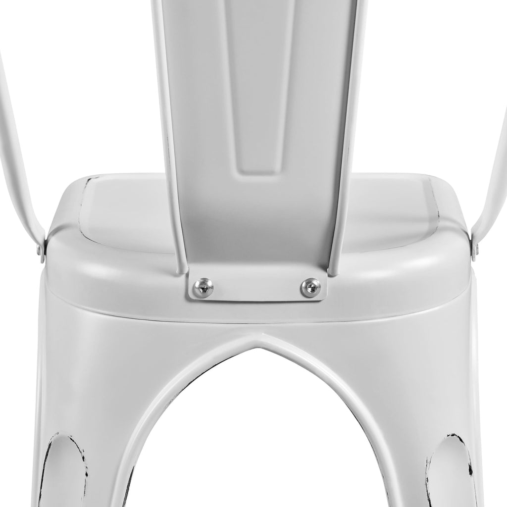 Metal Chairs Set of 4, Stackable Dining Chairs with Backs, White