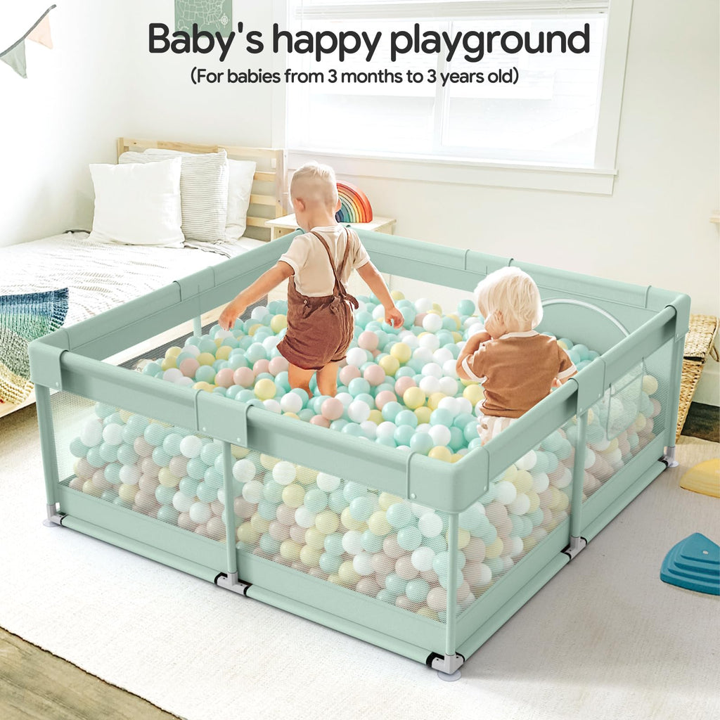 Baby Playpen, Playpen for Babies and Toddlers,47x47in, Light Green