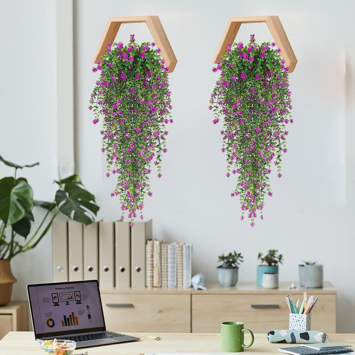 Fake Hanging Plants, Artificial Hanging Plant Fake Plants Faux Ivy Vine Wall Hanging Plants Greenery Shelf Home Office